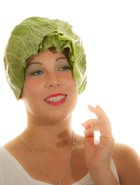 Young Woman Green Chef Hat — Stock Photo, Image