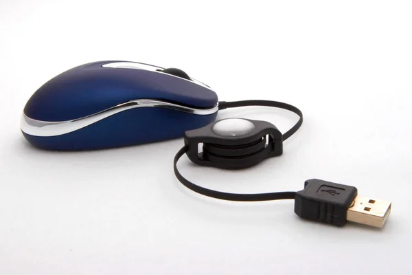 Mouse Computadora Con Cable Usb Retráctil —  Fotos de Stock