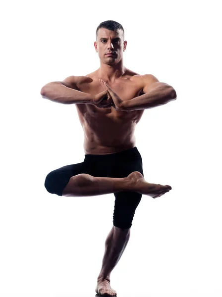 Uomo Ritratto Ginnastica Tratto Yoga Postura — Foto Stock