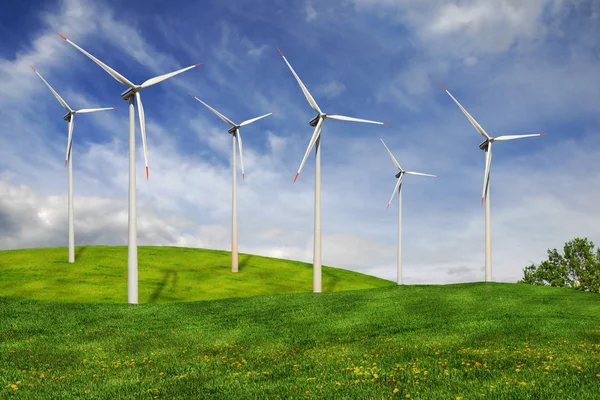 Větrné Turbíny Alternativní Větrná Energie — Stock fotografie