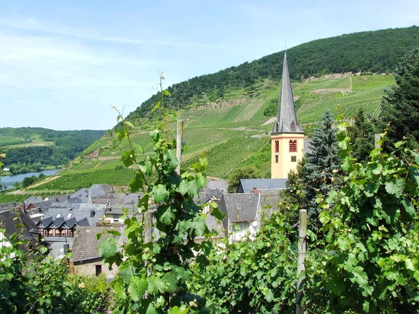 Nehirde Kiliseyle Senheim — Stok fotoğraf