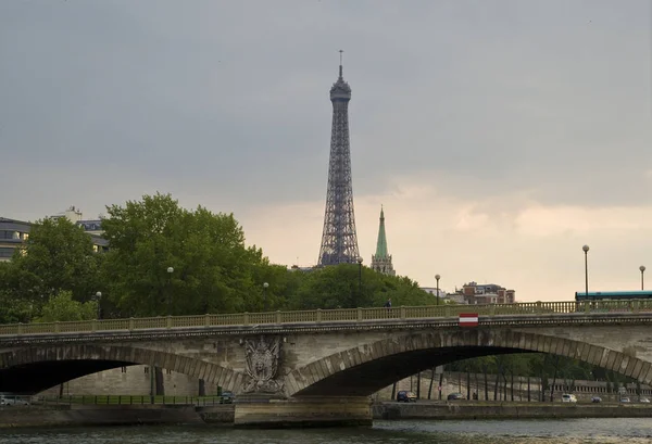 Париж Река Сена Закате — стоковое фото