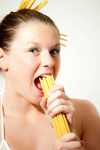 Woman Holding Pasta Food Concept — Stock Photo, Image
