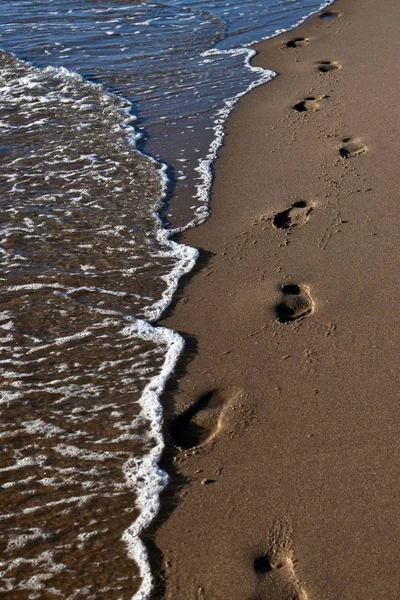 Empreintes Pas Dans Sable — Photo