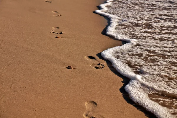 Empreintes Pas Dans Sable — Photo