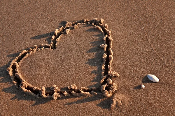 Сердце Песке — стоковое фото