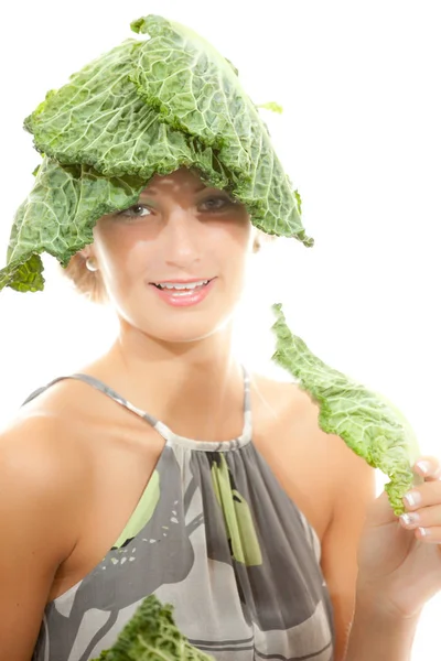 Young Woman Green Peas — Stock Photo, Image