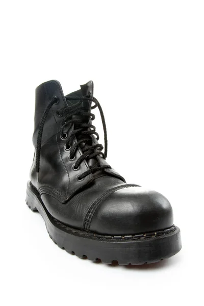 Zwart Lederen Schoenen Geïsoleerd Witte Achtergrond — Stockfoto