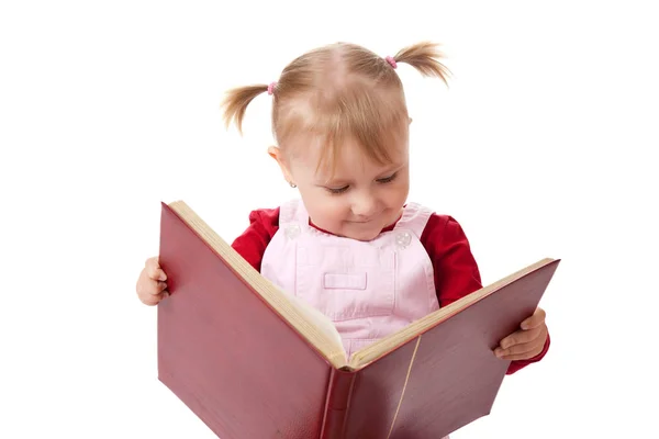 Μικρό Κορίτσι Διαβάζει Βιβλίο — Φωτογραφία Αρχείου