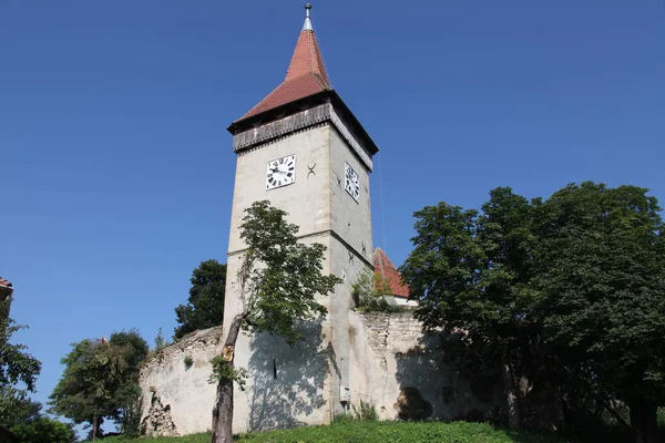 Dit 166E Transsylvanische Stad Met Kerk Kasteel Van Roemenië Hier — Stockfoto