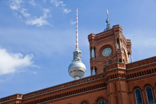 Ratusz Wieża Telewizyjna Berlinie — Zdjęcie stockowe