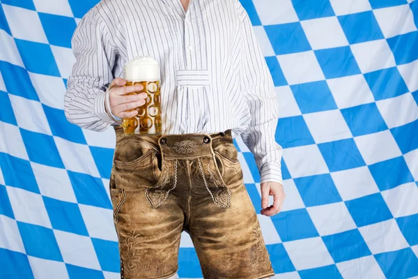 Homem Com Oktoberfest Cerveja Stein — Fotografia de Stock