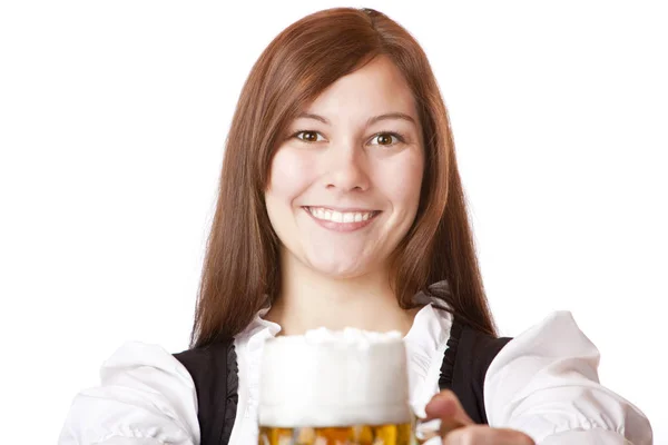 Woman Holding Oktoberfest Beer One — Photo