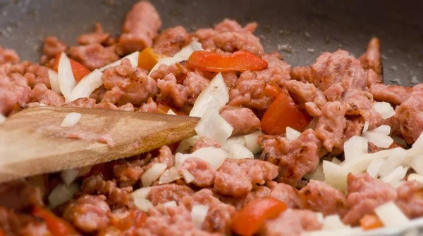 Daging Sapi Dengan Bawang Dan Paprika — Stok Foto