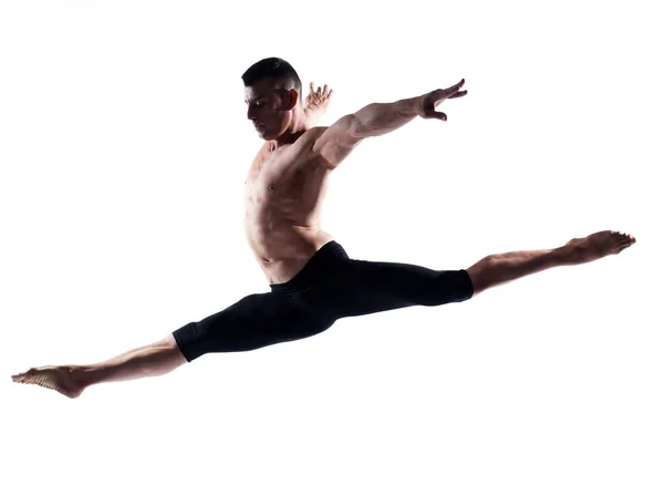 Mężczyzna Portret Gimnastyczny Skok — Zdjęcie stockowe