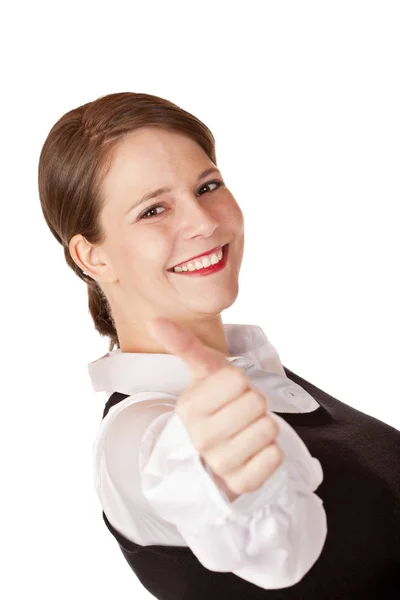 Businesswoman Shows Thumbs Stock Photo