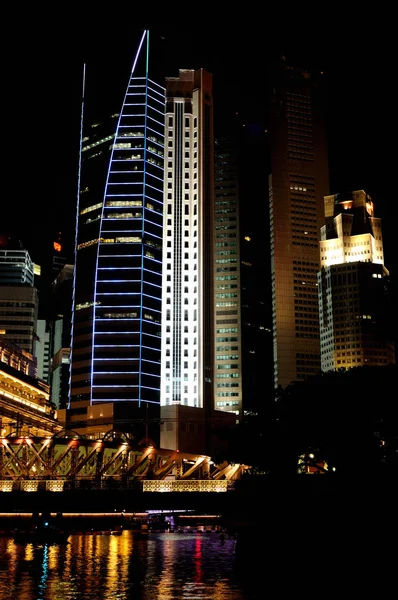 Skyline Notturno Singapore — Foto Stock