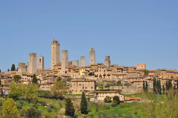 San Gimignano Toscana Stad Siluett — Stockfoto