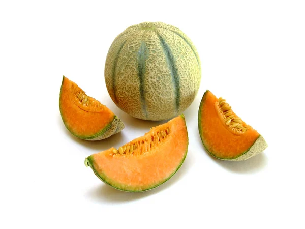 Cantaloupemelone Cucumis Melo Var Cantalupensis — Stockfoto