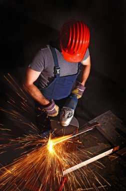 grinder in action and working man clipart