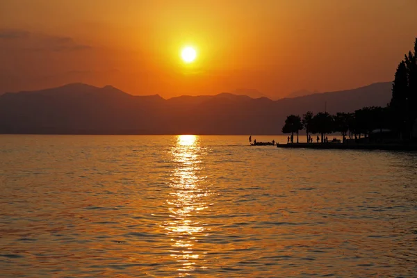 Pôr Sol Bardolino Lago Garda — Fotografia de Stock