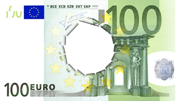 Billets Pièces Euros Isolés Sur Fond Blanc — Photo