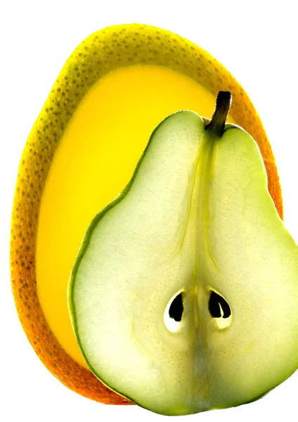 Slice Pear Mango White — Stock Photo, Image