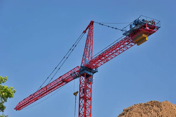 Grue Chantier Construction Contre Ciel Bleu — Photo