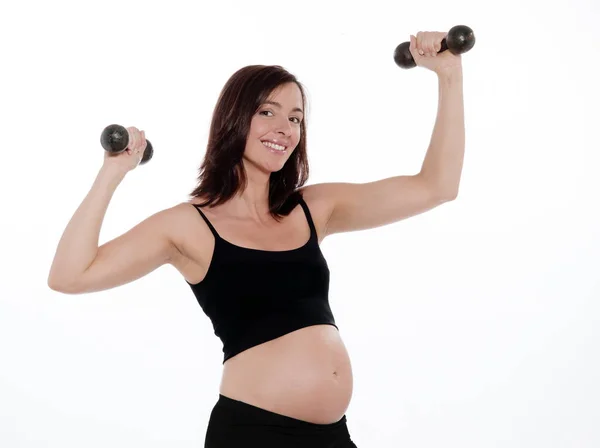 Exercício Equilíbrio Mulher Grávida — Fotografia de Stock