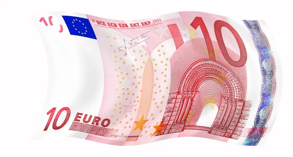 Banknoty Euro Odizolowane Białym Tle — Zdjęcie stockowe