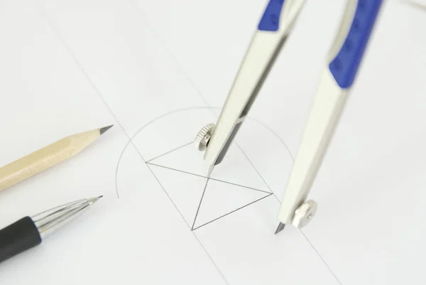 Close Pencil Pen White Paper — Stock Photo, Image