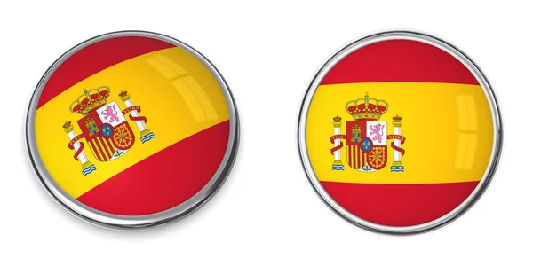 Botão Bandeira Espanha Isolado Sobre Fundo Branco — Fotografia de Stock