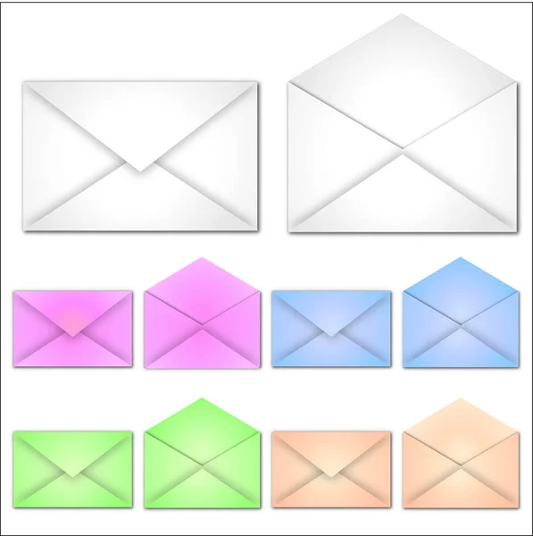 Imagem Vários Envelopes Coloridos Isolados Fundo Branco — Fotografia de Stock