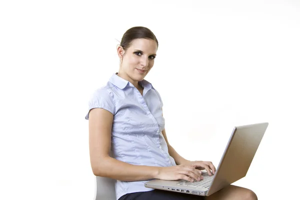 Secretary Writes Mail Laptop — Stock Photo, Image