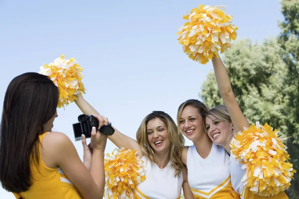 Cheerleaders Video Taping Friends — Foto de Stock