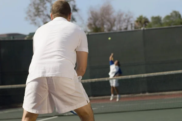 Joueur Tennis Attente Servir — Photo