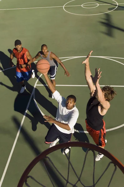 Man Shooting Basketball Elevated View — Stock Photo, Image