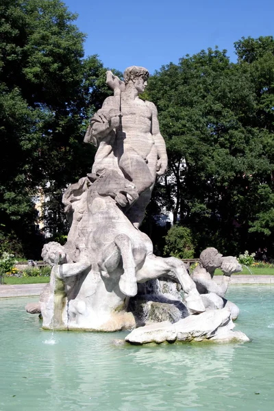 Neptune Fontän München — Stockfoto