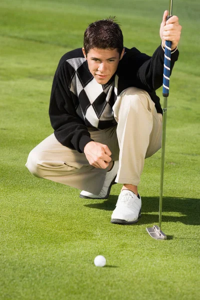 Golfer Lining Putt — Stock Fotó