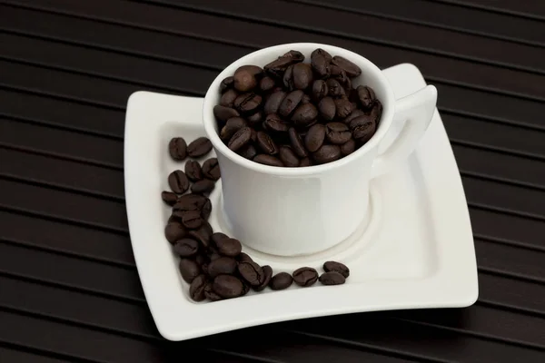 Coffee Cup Beans Table — Stock Photo, Image