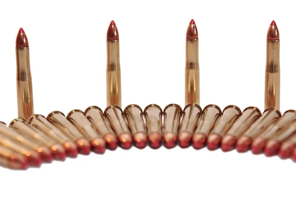 Tiga Peluru Berbeda Pada Latar Belakang Putih — Stok Foto