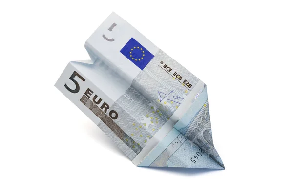 Europapír Pénznem Papírra Hajtva Fehér Alapon Elkülönítve — Stock Fotó