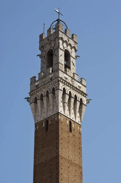 Szczyt Torre Del Mangia Sienie — Zdjęcie stockowe