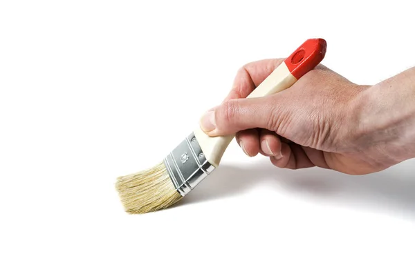 Hand Paintbrush Isolated White — Stock Photo, Image