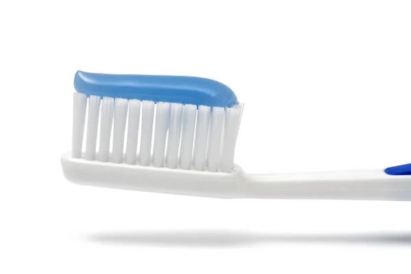 Head Toothbrush Blue Toothcream Isolated White — Stock Photo, Image