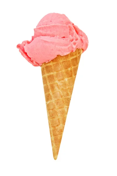 白い背景に隔離されたワッフルコーンのアイスクリーム — ストック写真