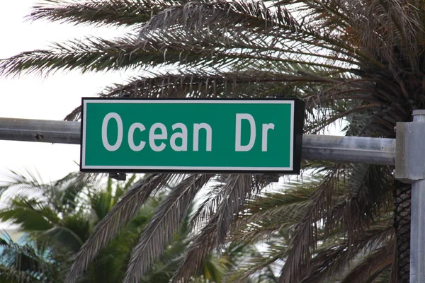 Ocean Drive Schild Miami Beach — Stockfoto
