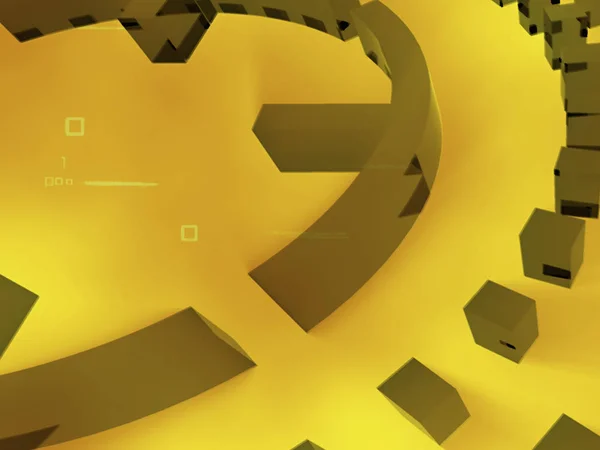 Close-up of three-dimensional shapes on a yellow background