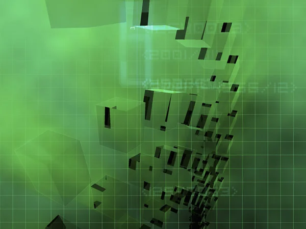 Close-up of three-dimensional shapes on a green background