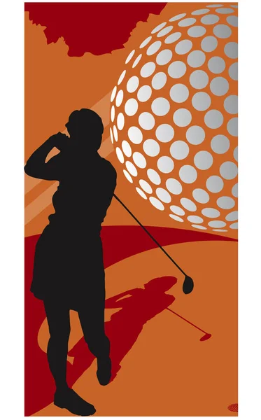 Silhouette of a woman swinging a golf club
